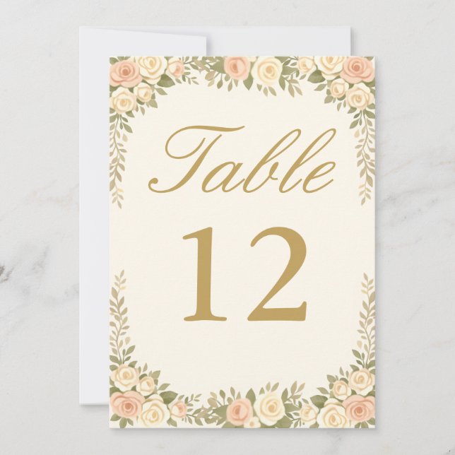 Vintage Ivory Elegant Wedding Table Number Einladung (Vorderseite)