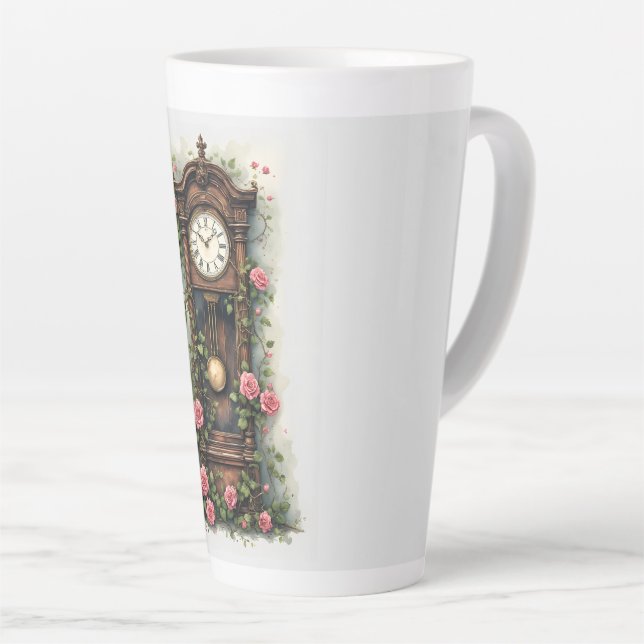 Vintage Ivy Rose Grandfather Clock Milchtasse (Rechte Ecke)