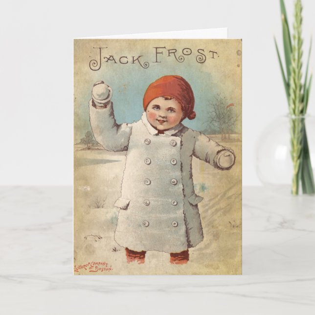 Vintage Jack-Frost-Winter-Gruß-Karte Karte (Vorderseite)