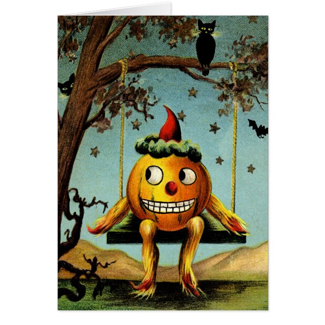 Vintage Jack O'Lantern Halloween Karte (Vorne)