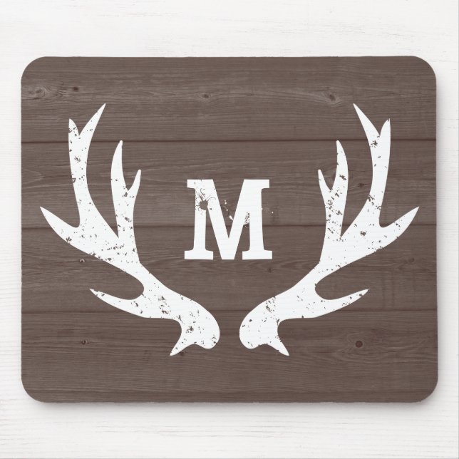 Vintage-Jagdhirschgeweih-Monogramm-Mauspad Mousepad (Vorne)