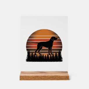 Vintage-Jagdhund-Sonnenuntergang-Wald-Vektordesign Acrylschild