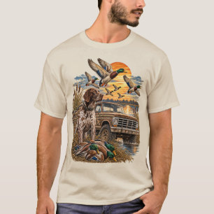 Vintage-Jagdwagen Entenjagd Hund Rustikaler Ausgan T-Shirt