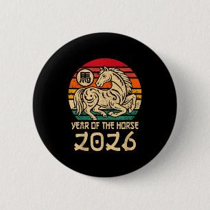 Vintage Jahr des Pferdes Chinesisches Neujahr 2026 Button