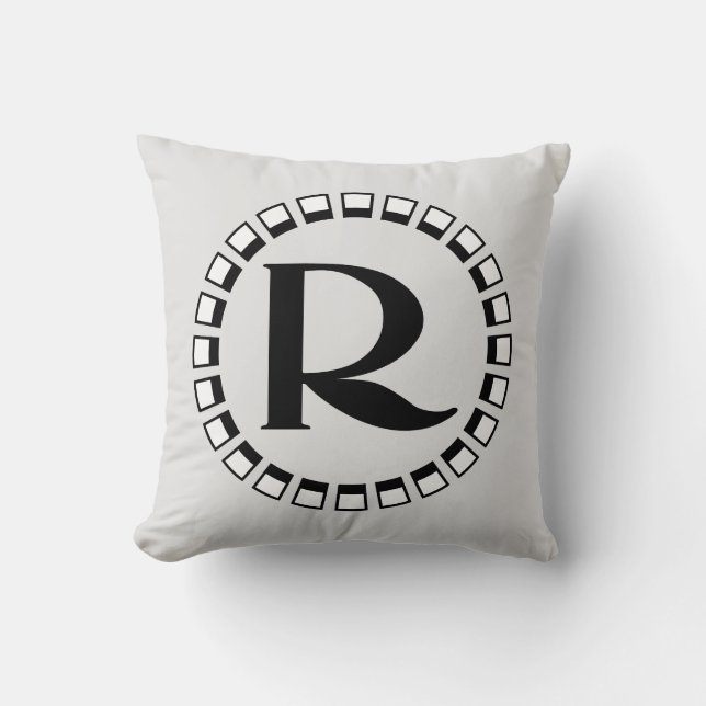 Vintage Jahrhundertwende, Monogramm R Kissen (Vorderseite)