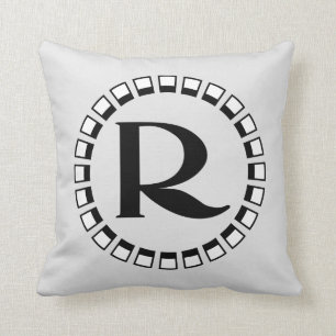 Vintage Jahrhundertwende, Monogramm R Kissen