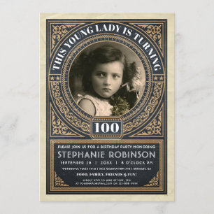 Vintage Jalon Anniversaire Invitations Votre Photo
