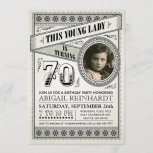Vintage Jalon Anniversaire Invitations Votre Photo