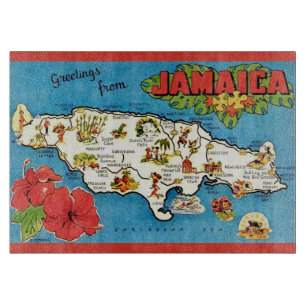 Vintage Jamaika Insel Postkartenkarte Schneidebrett