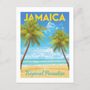 Vintage Jamaika Tropisches Paradies Palmenstrand Postkarte