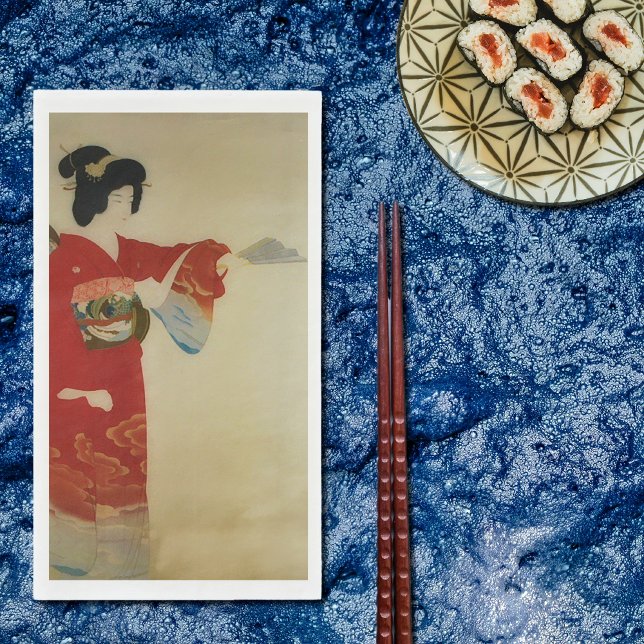 Vintage Japanerin in Rot-Kimono Serviette (Von Creator hochgeladen)