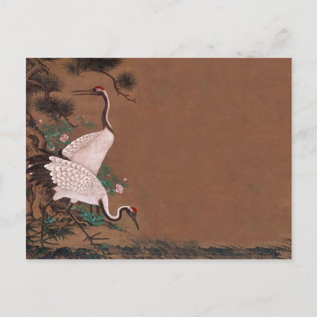 Vintage Japanese Cranes Einladungspostkarte (Vorderseite)