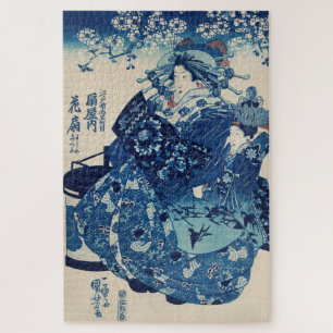 Vintage Japanisch Art Blue Woman