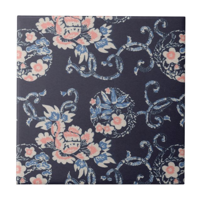 Vintage Japanisch-Blumenstraube Fliese (Vorderseite)