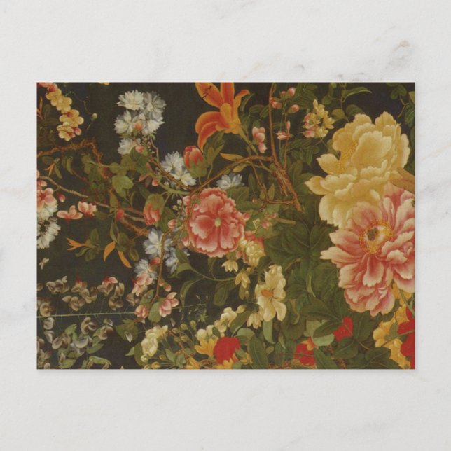 Vintage japanische Blume und Insekten Postkarte (Vorderseite)