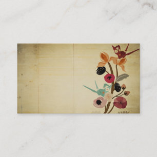 Vintage japanische Blumen Geschäfts-Karte Visitenkarte