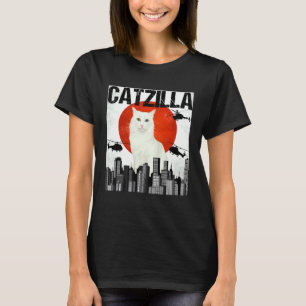 Vintage Japanische Catzilla Türkische Angora-Katze T-Shirt
