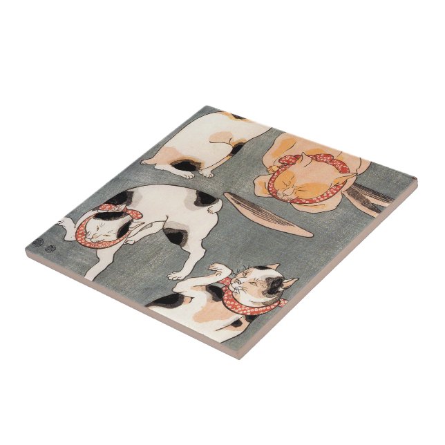 Vintage japanische Chat-Kunst Fliese (Seite)