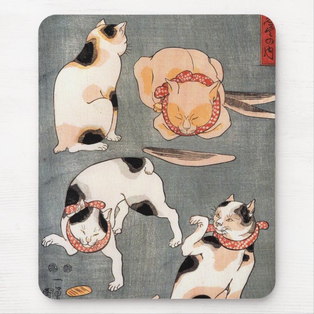 Vintage japanische Chat-Kunst Mousepad (Vorne)
