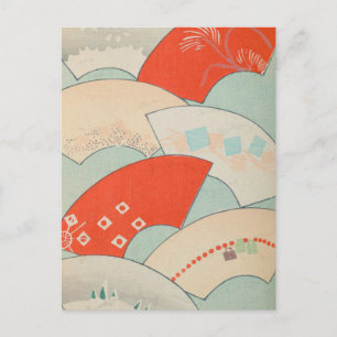 Vintage japanische Fächer Postkarte