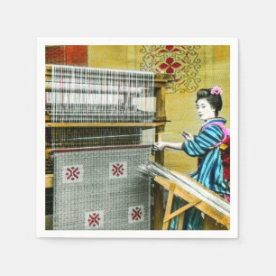 Vintage japanische Frau, die eine Silk Serviette