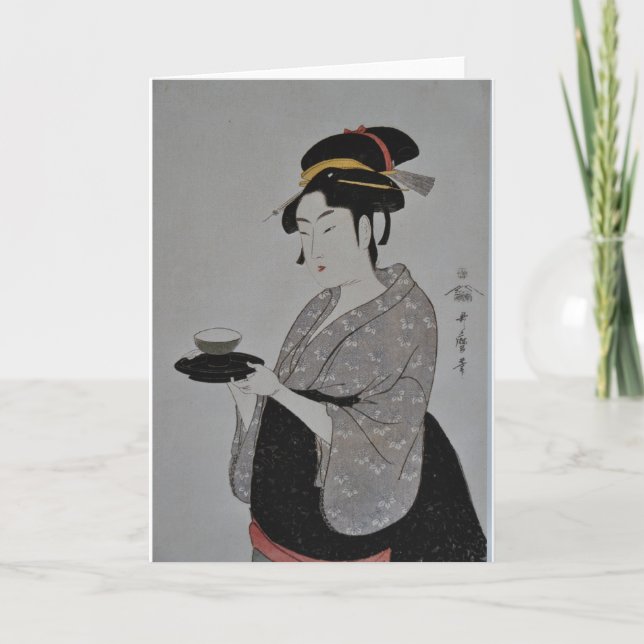 Vintage japanische Frauenumhüllungstee Gruß-Karte Karte (Vorderseite)