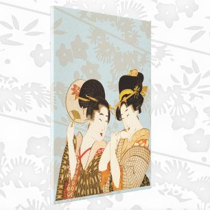 Vintage Japanische Geisha-Mädchen in Kimonos Leinwanddruck