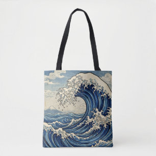 Vintage-Japanische Große Welle & Berg Fuji Tasche