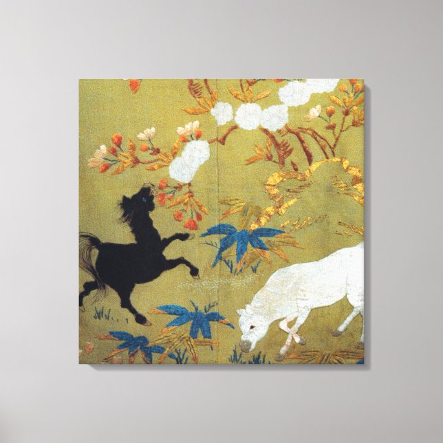 Vintage japanische Gussblüten und Kirschblüten Leinwanddruck (Vorderseite)