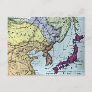Vintage japanische handkolorierte Karte 日本