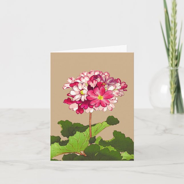 Vintage japanische Hydrangea. Rosa und Grün Karte (Vorderseite)