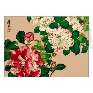 Vintage japanische Kamelien. Deep Pink auf Beige