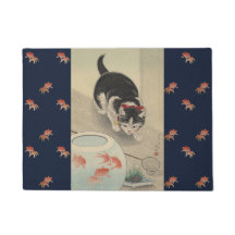 Vintage japanische Katzen-Jagdgoldfish-Kunst