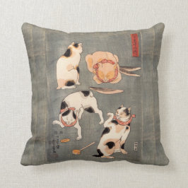 Vintage japanische Katzen-Posen Kissen
