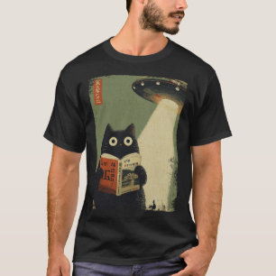 Vintage Japanische Katzenbuchliebhaber Ufo Alien E T-Shirt