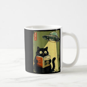 Vintage Japanische Katzenbuchliebhaber UFO Alien Kaffeetasse