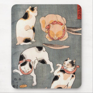 Vintage japanische Katzenkunst Mousepad