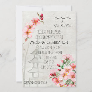 Vintage japanische Kirschblüten-Hochzeitseinladung Einladung