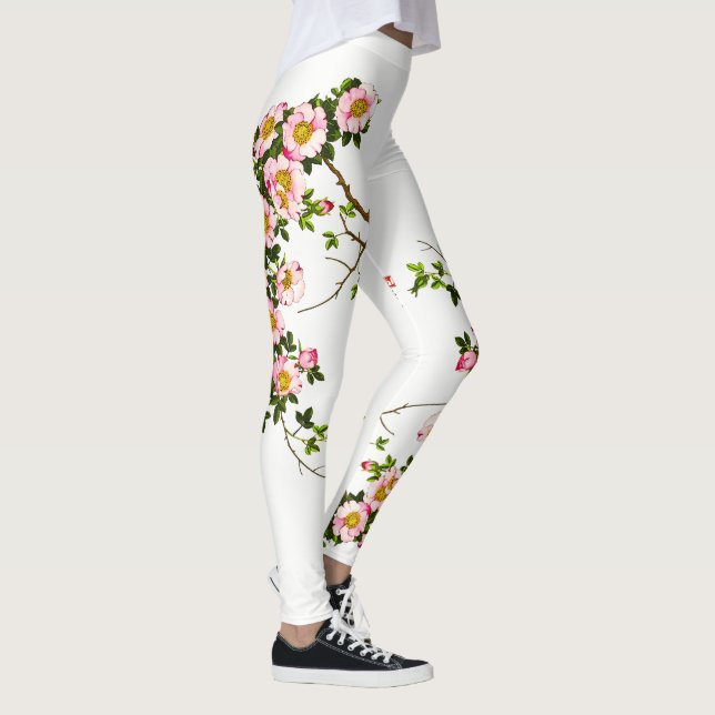 Vintage japanische Kirschblüten, Rosa und Gold Leggings (Rechts)