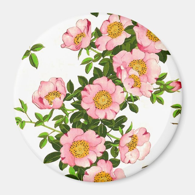 Vintage japanische Kirschblüten, Rosa und Gold Magnet (Vorne)