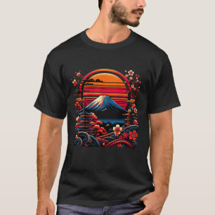 Vintage Japanische Kirschblüten-Sakura-Mount Fuji T-Shirt