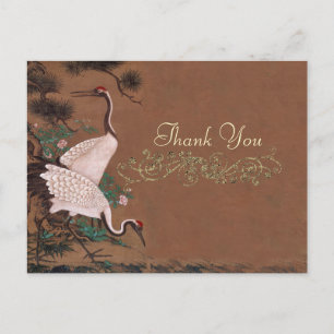 Vintage japanische Krane Wedding Danke Postkarte