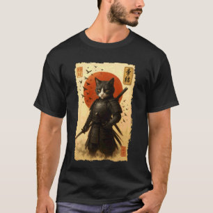 Vintage japanische Kunst Anime Samurai-Katze Krieg T-Shirt