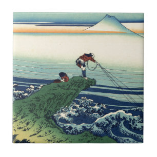 Vintage japanische Kunst Kajikazawa Fischer Fliese