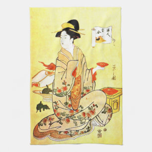 Vintage japanische Kunst Küchenhandtuch Geschirrtuch