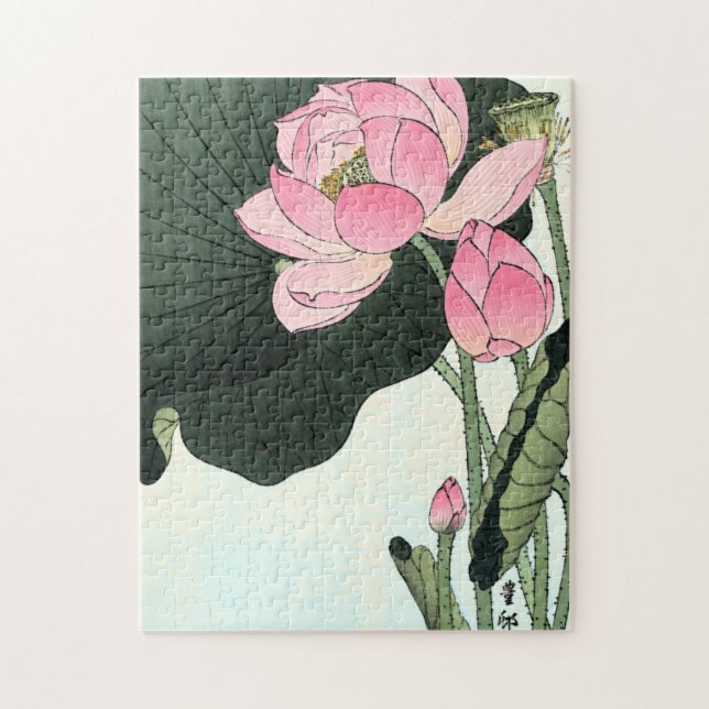 Vintage japanische Kunst | Lotus Blume (Vertikal)