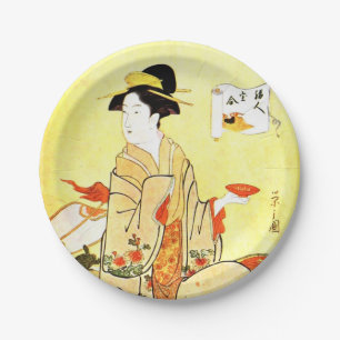 Vintage japanische Kunstdruckpapierplatte Pappteller