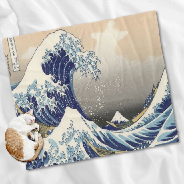 Vintage japanische Kunstlandschaft Fleecedecke (vintage japanese art ocean landscape great wave fleece blanket)