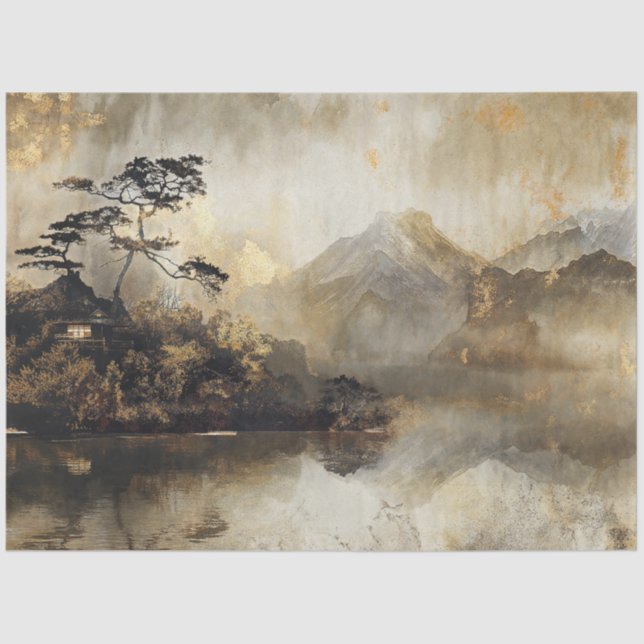 Vintage japanische Landschaft Seidenpapier (Vorderseite)