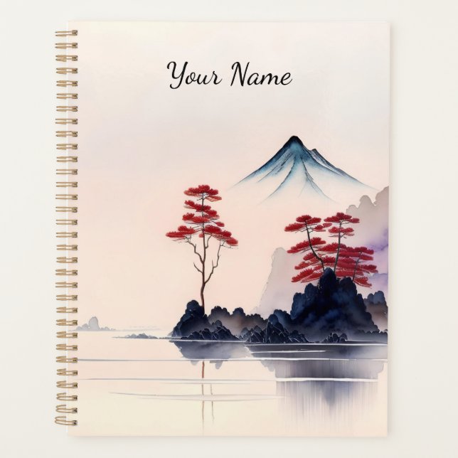 Vintage japanische Landschaftskunst Planer (Vorderseite)
